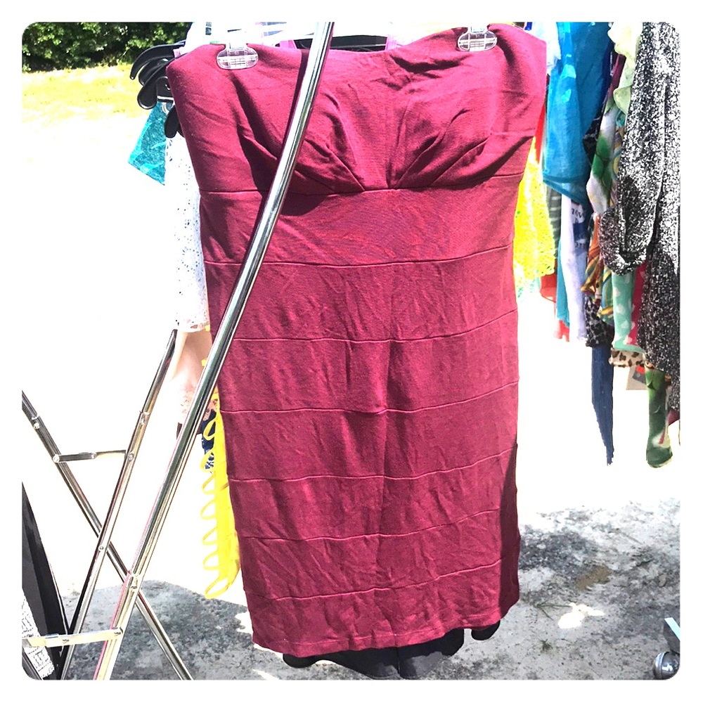 Strapless Burgundy Dress